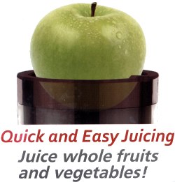 Juicer easily crushes 3" (or less) diameter fruits and easily turns them into juice