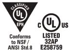 UL Certification conforms to NSF