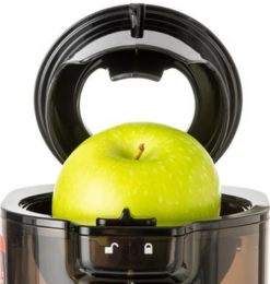 Juicer easily crushes 3.2" (or less) diameter fruits and easily turns them into juice